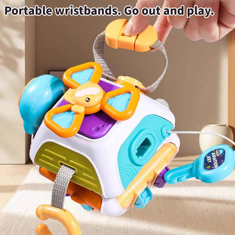 Juguete Sensorial Montessori | Cubo Multisensorial y Bola Busy para Bebés