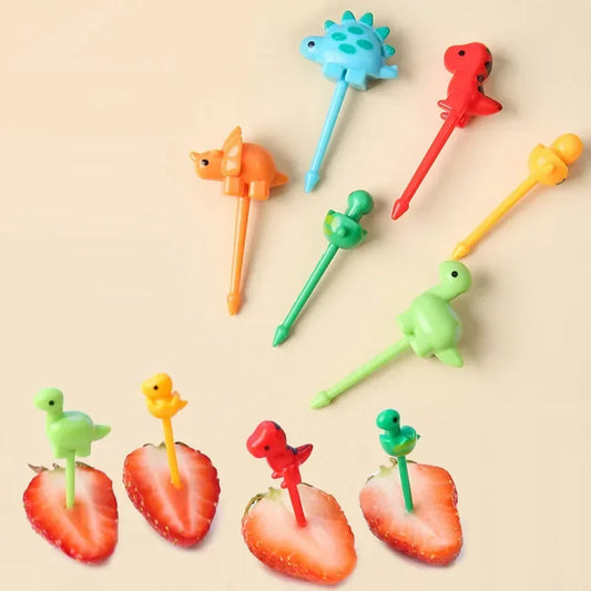 Set de Tenedores de Fruta Mini con Diseños de Dinosaurios | Creativo y Colorido